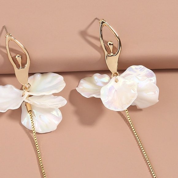 GOLD Pearl Drop Ballet Earrings Fashion Jewelry - Picture 5 of 5